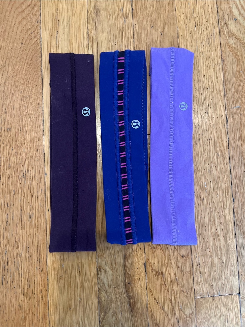 lululemon Headband Set - Plum, Navy Stripe, Lavender